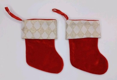 Set Of Two Mini Red Christmas Stockings
