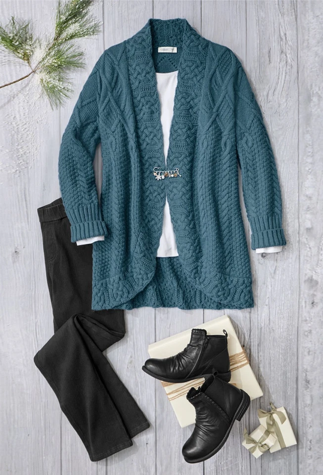 Coldwater Creek Lakeshore Cardigan color Rich Teal - Image 3 of 4