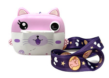 Kids Instant Print Digital Camera Pink Cat Design Thermal Photo Printer LCD