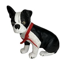 Cast Iron Boston Terrier Dog Doorstop Black White Vintage Heavy