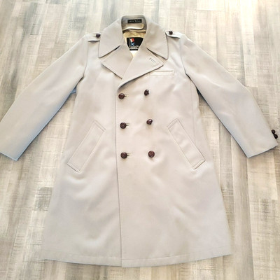 Vintage Harbor Master Trench Coat Men s size 38 Regular Tan Beige Wool Liner