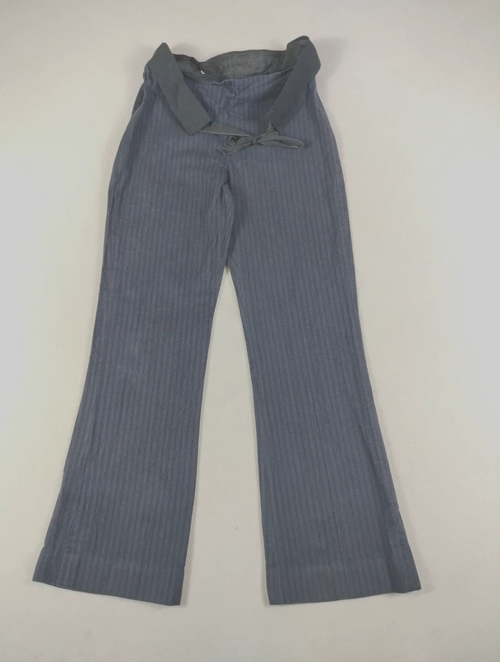 Philosophy Di Alberta Ferretti Pants Womens 6 Blue Pinstripe Belted Wool Blend - Image 3 of 4