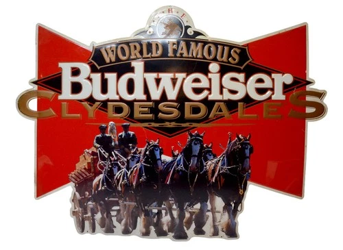 Vintage 1992 Budweiser World Famous Clydesdales Embossed Metal Tin Sign 31x23 in