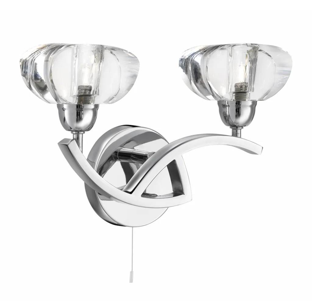 Wall Light Silver Kubus Sculptured Ice Chrome Searchlight 8086-2CC