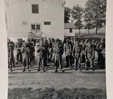 US Army Soldiers In Uniform Standing In Formation 1950s VTG Snapshot Photo Milit