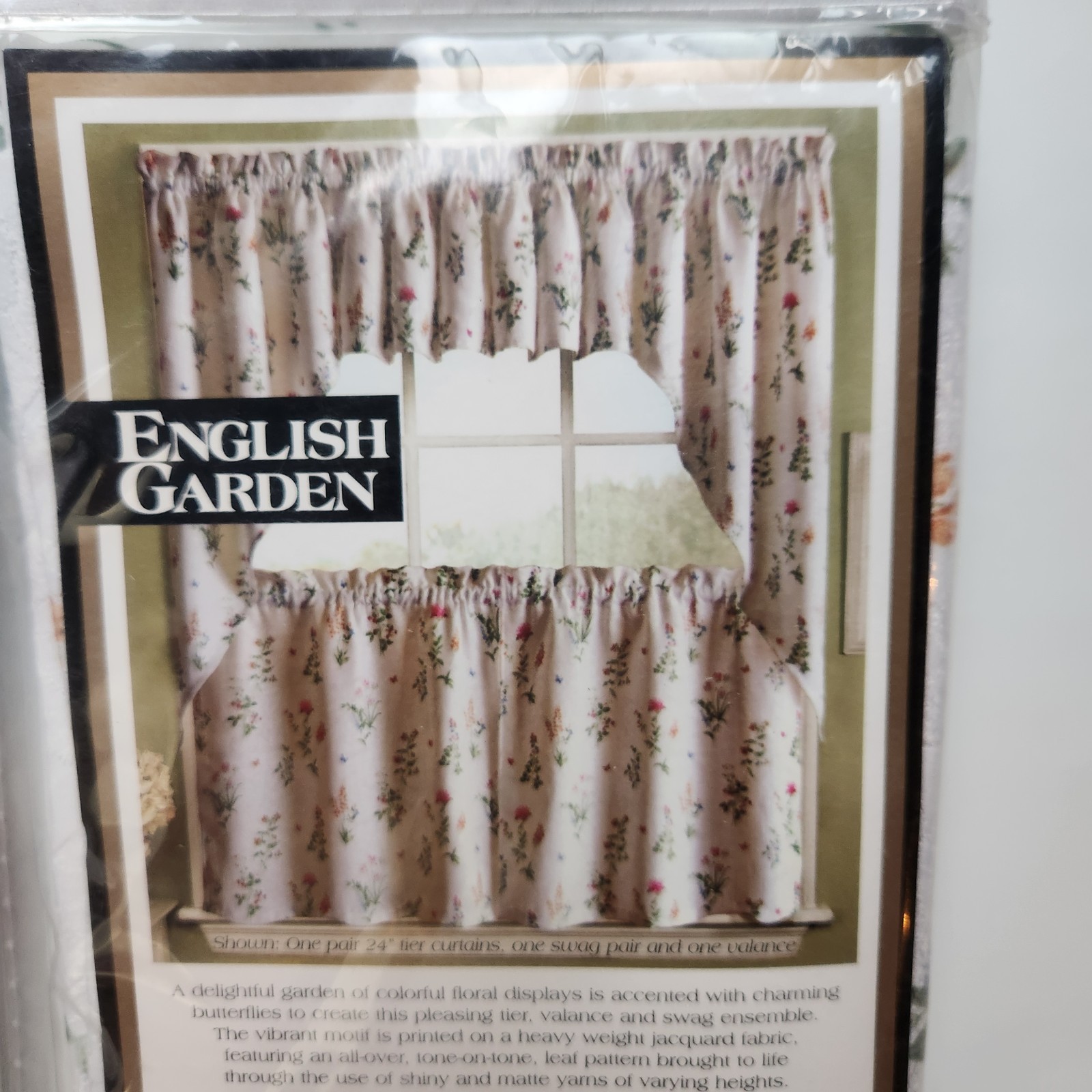 NEW 2 Lorraine Home Fashions English Garden Tailored Valance 55” x 12”