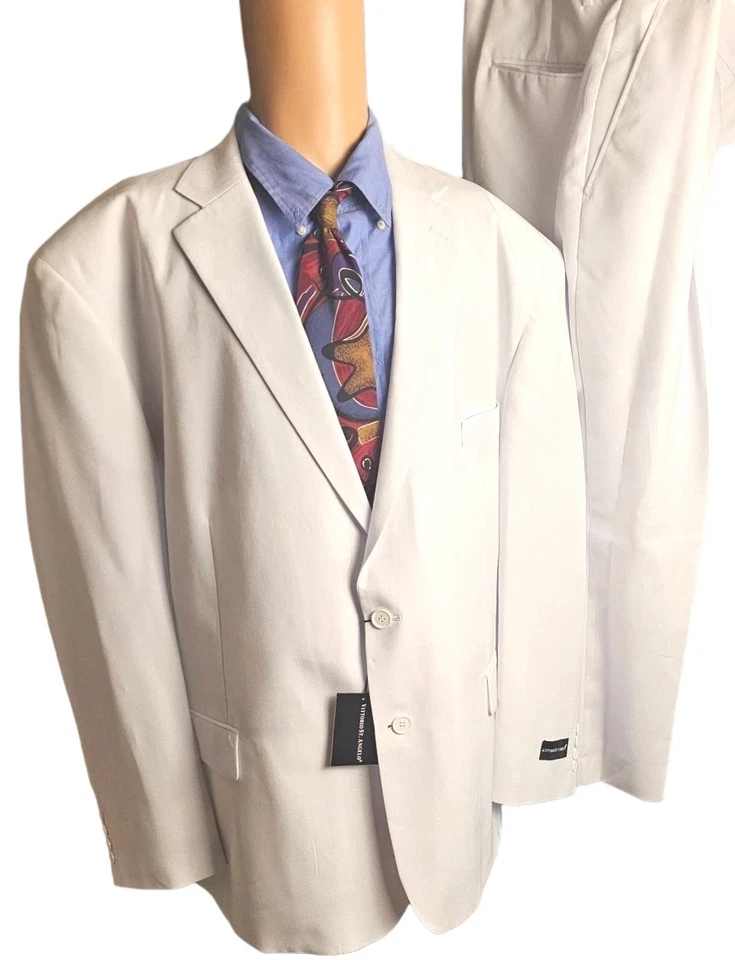 Traje Vittorio St. Angelo Blanco Cuello Dividido 2 Botones 54R Pantalones 48x26 Formal Nuevo con Etiquetas Foto 2 de 4