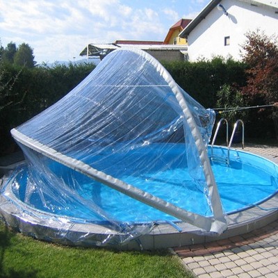 Cabrio Dome Poolüberdachung Ø 4,00 - 4,20 m Rund Stahlwandpool Abdeckung Solar