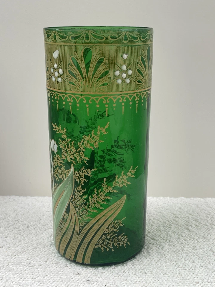 ancien vase en verre émaillé Legras décors muguet - Photo 4/4