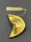 Vintage Miriam Haskell Signed Gold Tone Fortune Cookie Pendant With Fortune 2”