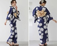 Yukata Set 4-Piece Set: Yukata, Himo Obi Sash, Waist Cord, Geta Sandals