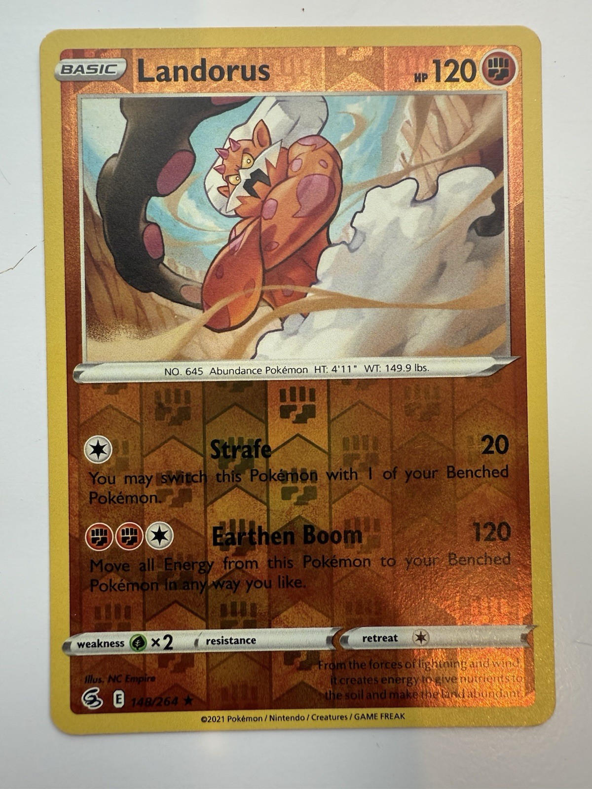 Landorus Reverse Holo Rare - 148/264 - Fusion Strike Pokemon 2021 Near Mint