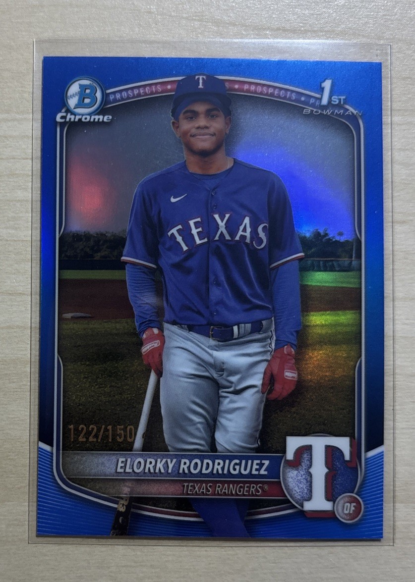 Elorky Rodriguez Bowman Chrome Blue Refractor /150 True 2025 #BCP-186 Rangers