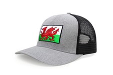 Country Hat, Adjustable Snapback Trucker Baseball Cap (Wales, Grey Black)
