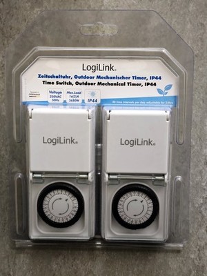 LogiLink mechan.Zeitschaltuhr 2er-Set IP44 Outdoor Spritzwassergeschützt ET0006A