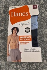 Hanes 3 Pack Men  s Knit Boxers Size Small 28-30 Multicolor Underwear NEW