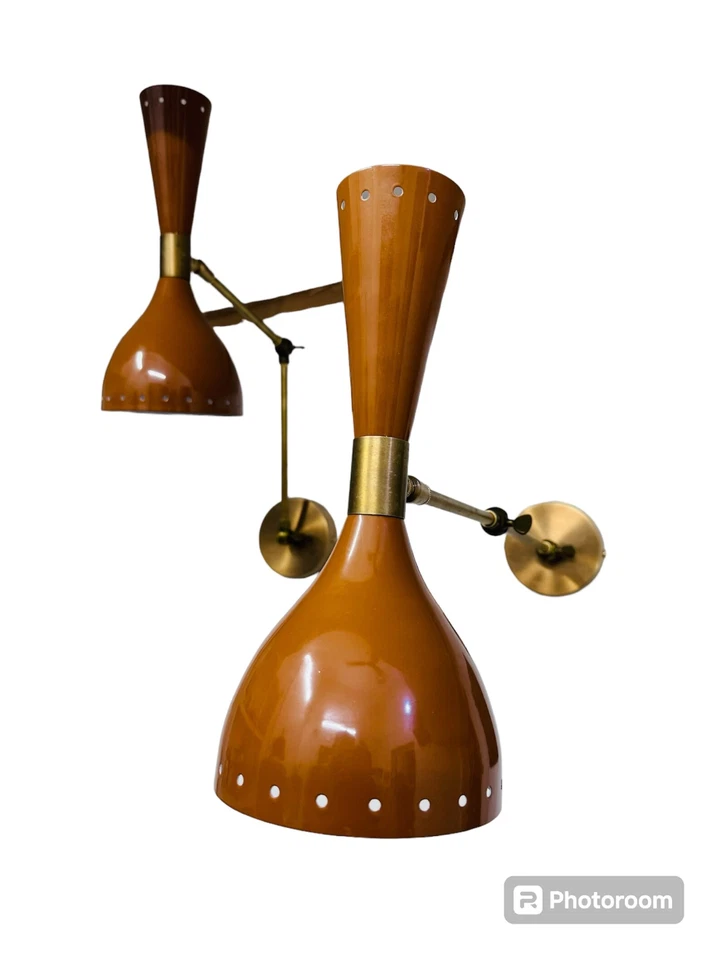 Aplique de pared italiano Stilnovo 1950 mediados de siglo par de luces de lectura de Navidad Foto 3 de 4