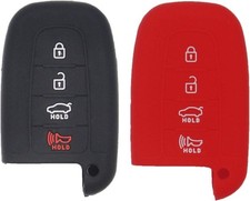 2Pcs Rubber Silicone Key Fob Cover Remote Keyless Protector B Color: Black Red