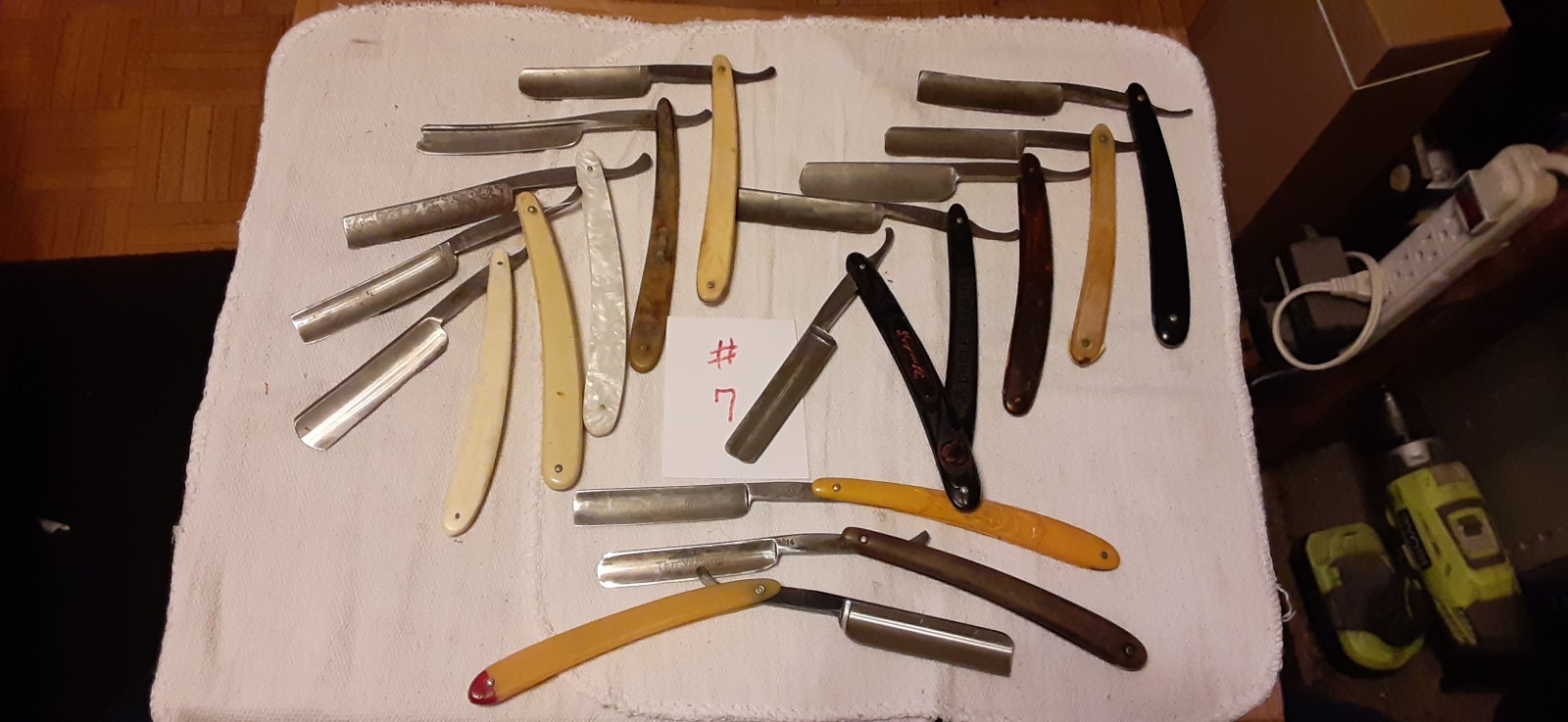 # 7-13 Vtg Estate Straight Razor-None Broken-Pearlduck-DUBL DUCK-Red Dot-GERMANY