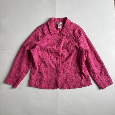 Laura Ashley Woman 1X Pink Rose Floral Textured Blazer with Pockets