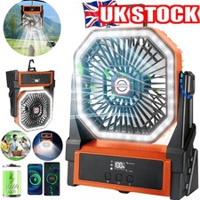 Portable Camping Fan Battery Powered Tent Light Fan 4 Speeds with LED Light Fan
