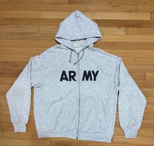 US Army Physical Fitness Uniform Hoodie Zip Up Gray XL Military Sweatshirt