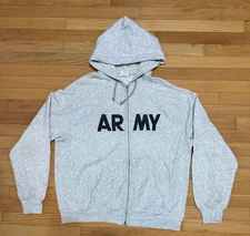 US Army Physical Fitness Uniform Hoodie Zip Up Gray XL Military Sweatshirt