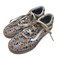 Vans Girls Youth Old Skool Light Blue Grey W/Rainbow Sneakers Size 3
