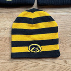3 Iowa Hawkeyes Knit Pom Stocking Cap Beanie Skull Hat Striped EUC Black Gold IA — photo 4