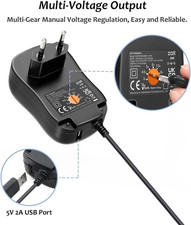 TOP CHARGEUR ® Adattatore Caricatore Caricabatteria Alimentatore 12V 5V 2A 4 PIN per Disco Rigido Hard Disk LACIE 500 GB F.A. Porsche Design Incluso Cavo Di Alimentazione