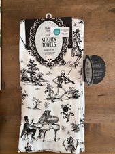 SUMMERWEEN Madame Bones Towels (3) Skeleton Soiree Dancing Drinking Violin Piano