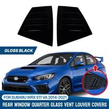 Side Vent Window Scoop Louver Cover Trim Gloss Black For Subaru WRX STI VA 14-21