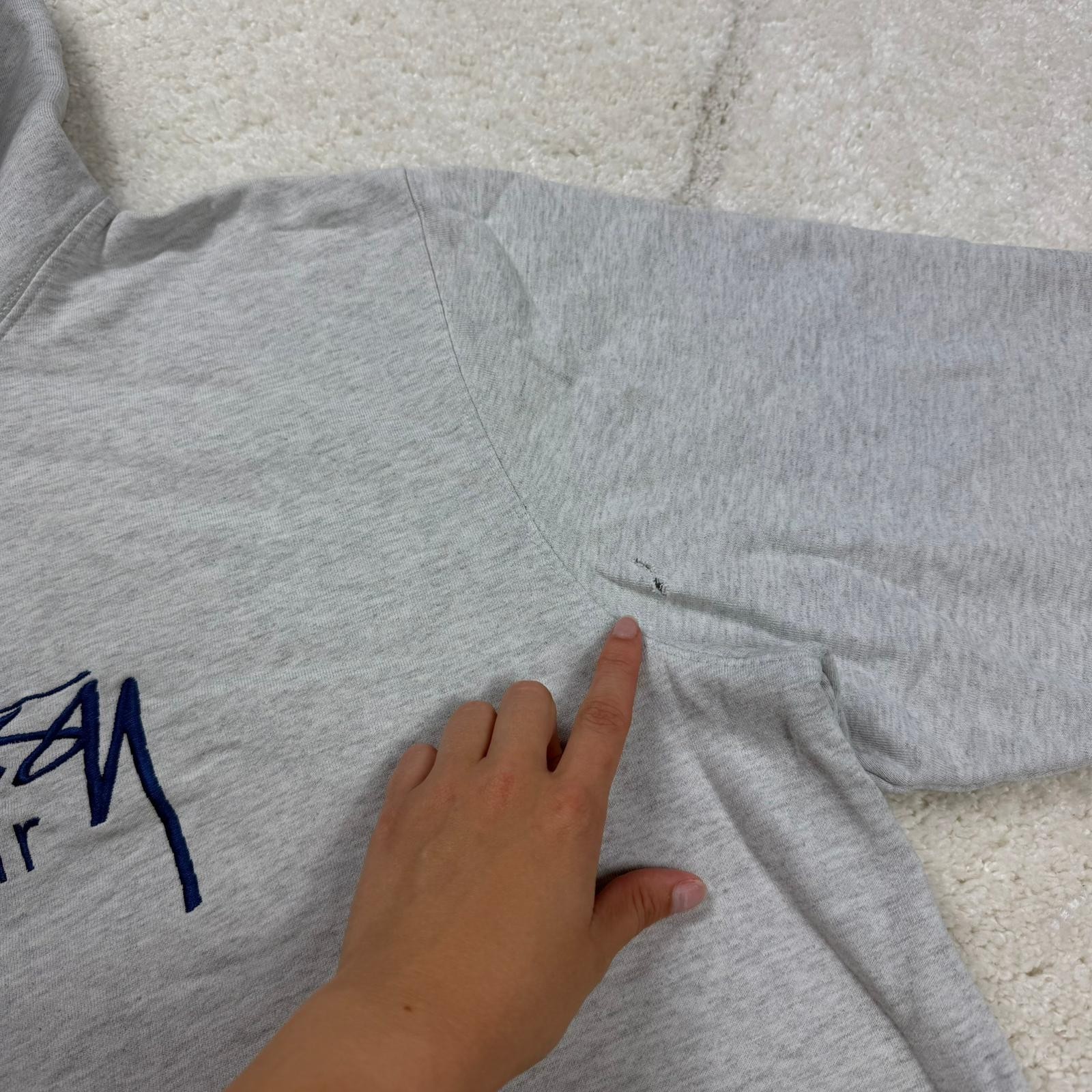 Vintage Stussy Wear 1990's Grey Heavyweight Oversized Size Large Pullover Hoodie image 6