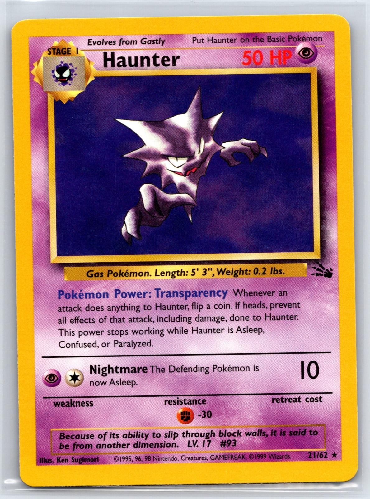 Haunter 21/62 Rare Fossil Pokemon Unlimited NM/M