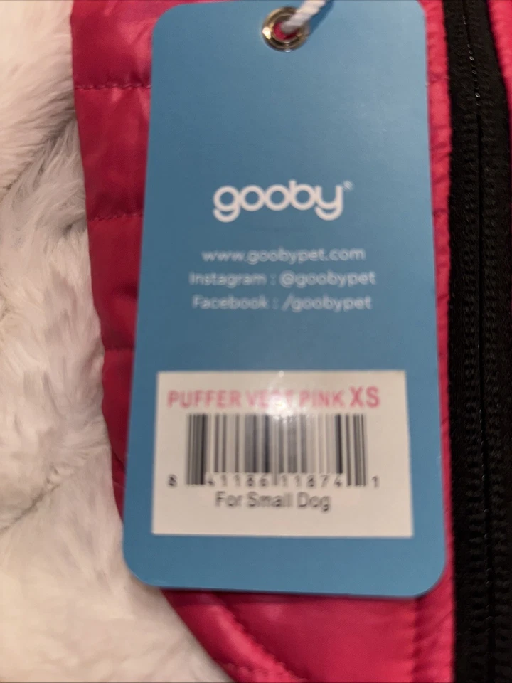 Gooby Padded Dog Vest Pink /Zipper Back Size XS NEW - Image 2 of 4