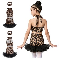 Kids Girls Costume Tango 3 Piece Stage Latin Dance Set Performance Ruffle Hem