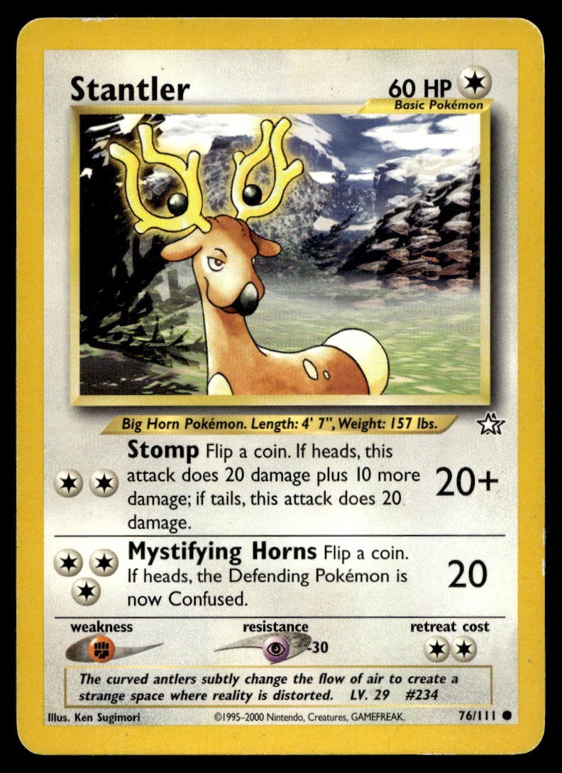 Stantler 76/111 Pokemon Card Neo Genesis Common 60 HP Lightly Played CN