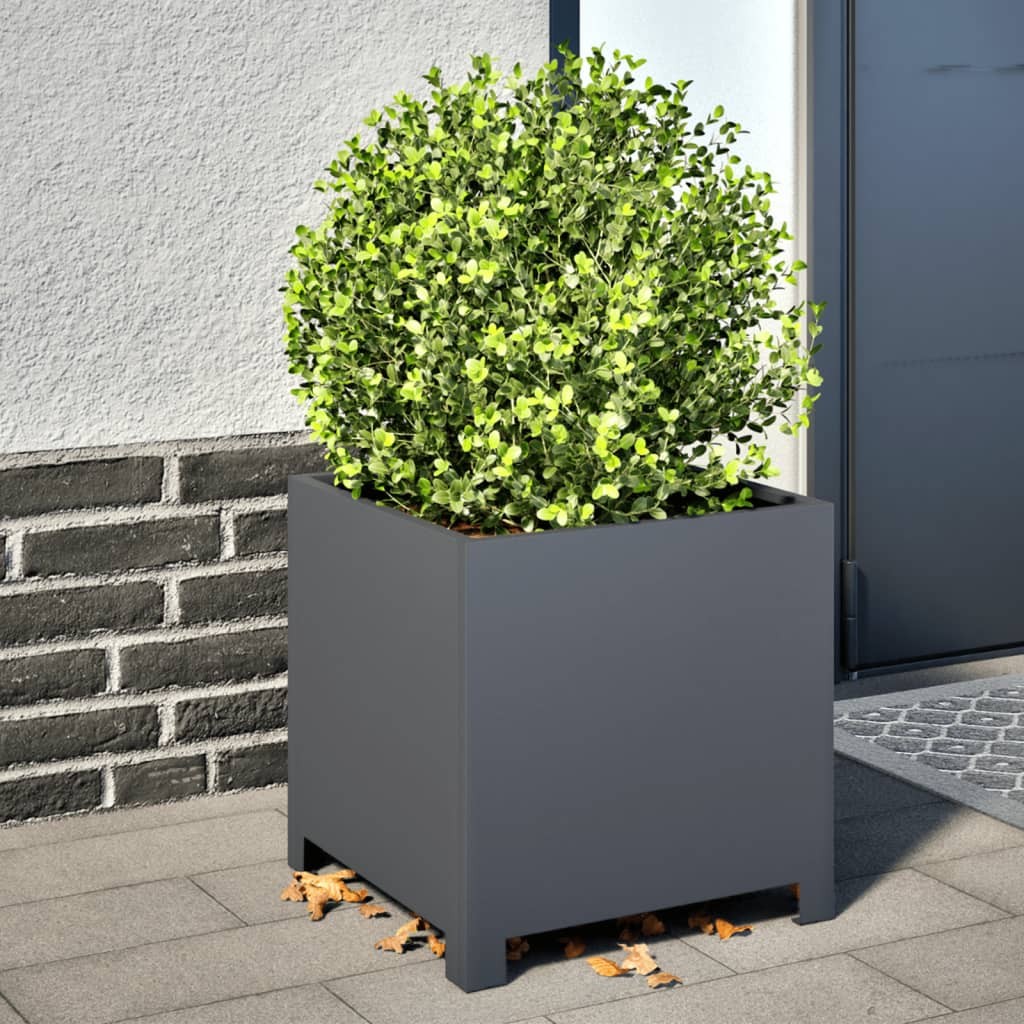Set 2 Fioriere Acciaio Antracite 40x40 cm vidaXL per Esterni Moderni