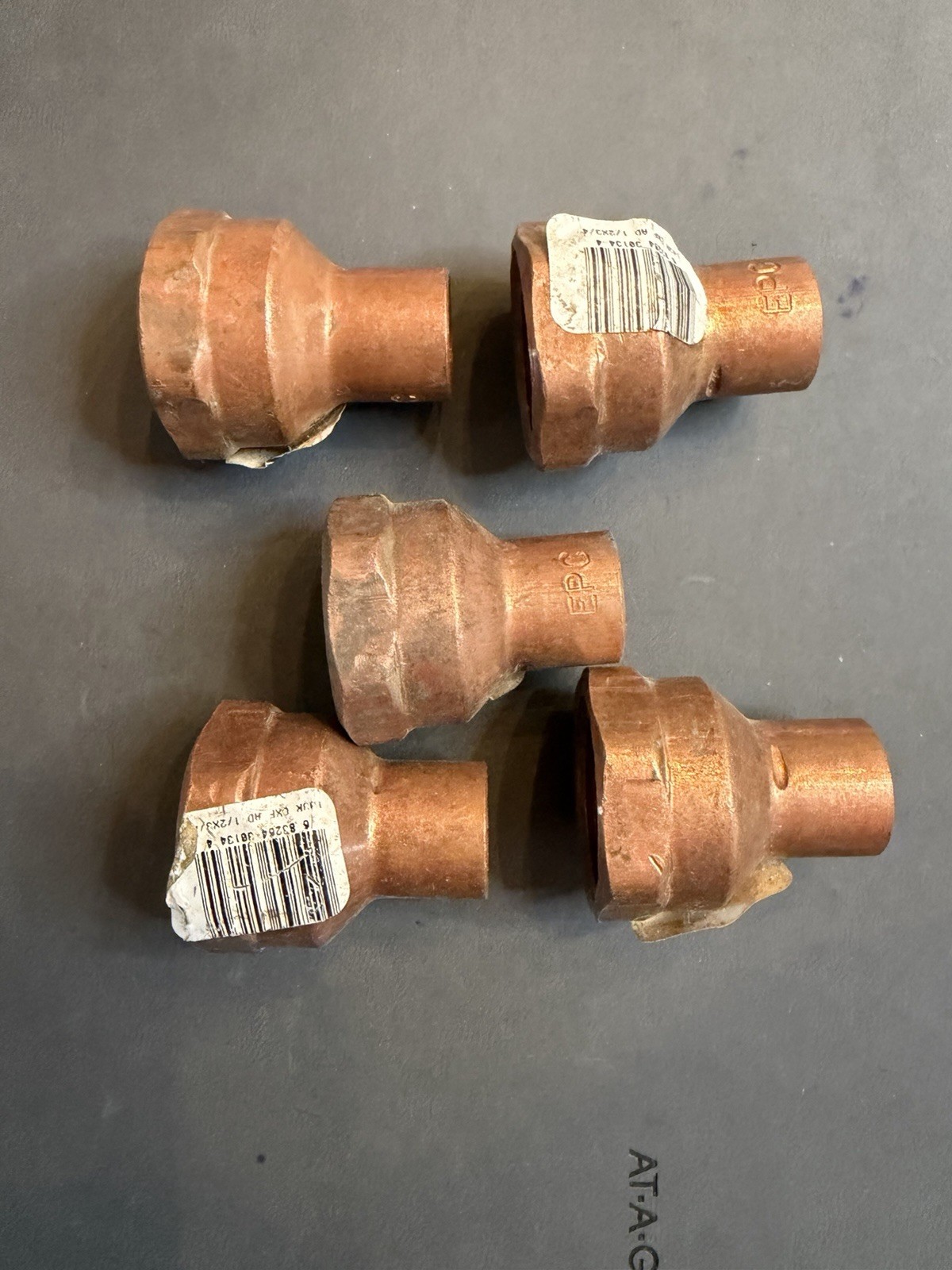 Copper Pipe Female Adapter Fittings - 1/2”x3/4”. Lot Of 5.