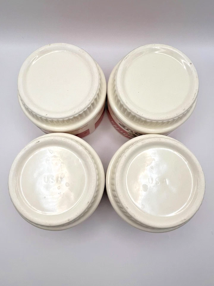 Set of 4 Campbell's Soup Bowls - Vintage USA Pottery - Red & White - No Handles - Image 3 of 4