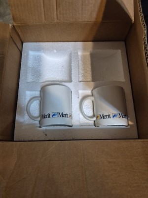 Merit Cigarette set of 2 Ceramic Mugs NIB