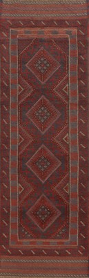 Hand-Knotted Tribal Red Balouch Afghan Runner Rug 2x7 Ft Bedroom Oriental Rug