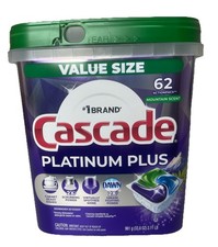 2X Cascade Platinum Plus Dishwasher Actionpacs Mountain Scent 124ct Pods