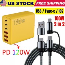 4-In-1 100W Super Fast Charging Cable Charger Data Cord USB-C For iPhone Samsung
