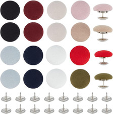 20 Set 10 Color Cloth Covered with Metal Buttons, 18.5Mm/0.73 Inch Cloth Covered