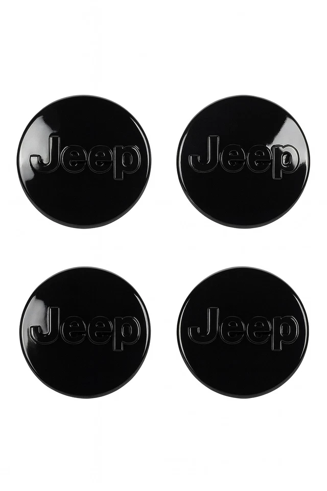 Juego de 4 tapacubos centrales de rueda negros Jeep 63 mm - Grand Cherokee, Wrangler, brújula Foto 3 de 3