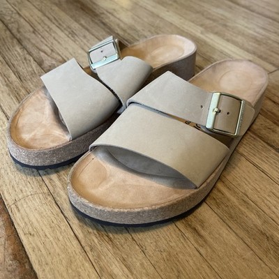 BIRKENSTOCK PAPILLIO ALMINA TWO STRAP PLATFORM WEDGE  SANDCASTLE 41 L10 - EUC