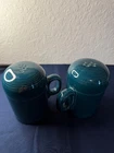 RANGETOP SALT PEPPER SHAKERS PEACOCK BLUE Greenish RANGE TOP FIESTA Fiestaware