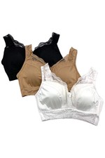 Rhonda Shear 3-pack Pin-Up Bra w/ Removable Pads Neutrals Size XL