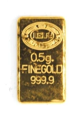 IGR Istanbul Gold Refinery 1/2 Gram .999 Fine Pure Gold Bar Proof Finish
